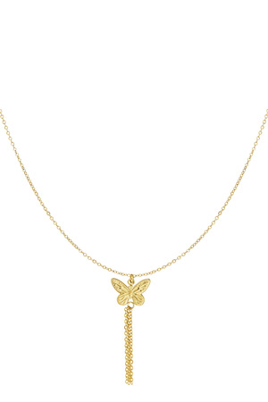Butterfly necklace with chains - Gold h5 
