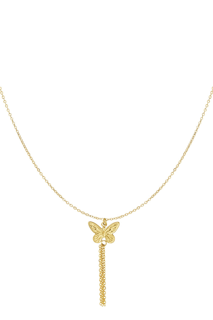 Collar mariposa con cadenas - Oro 
