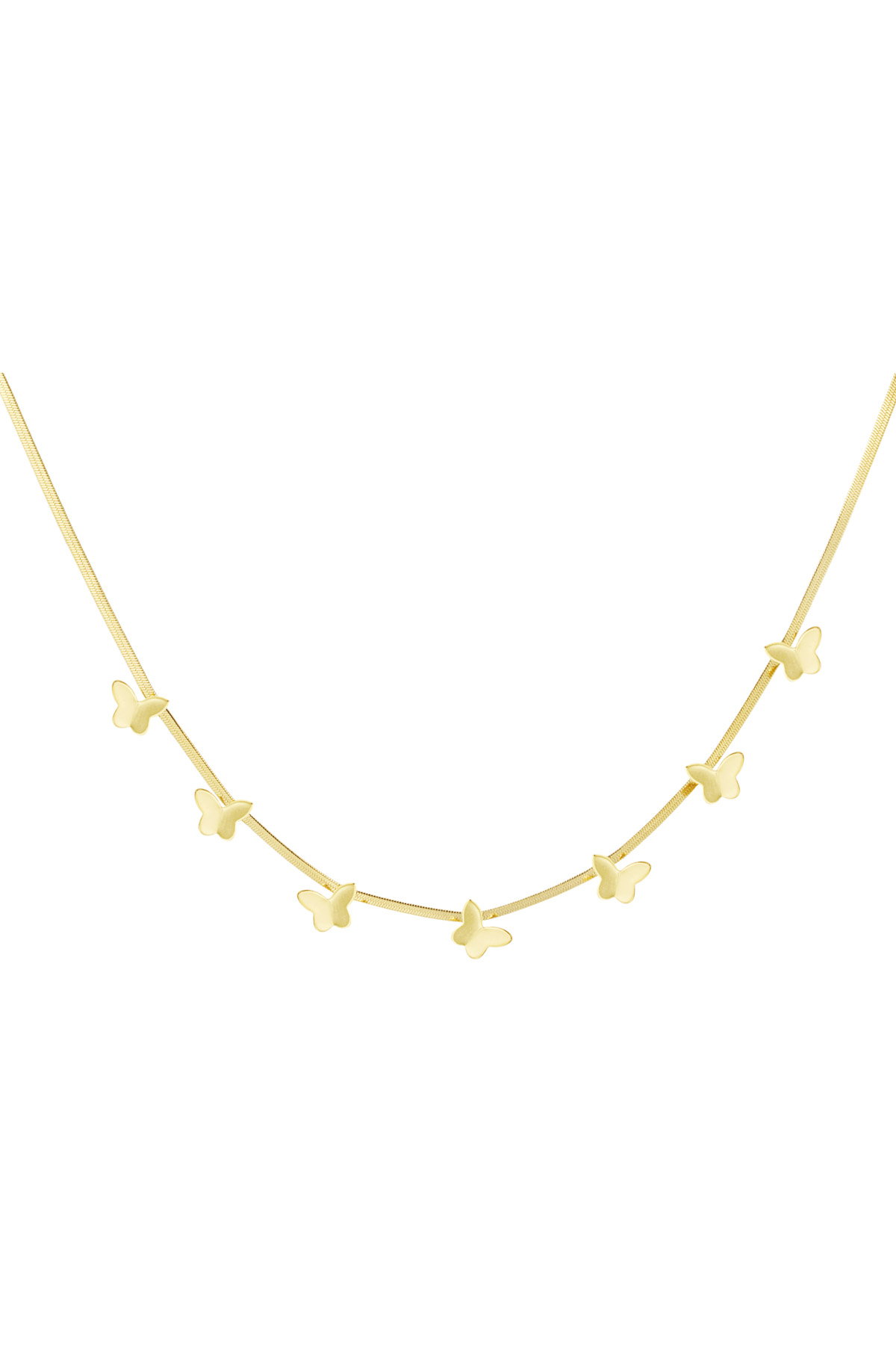 Flat link necklace with butterflies - gold