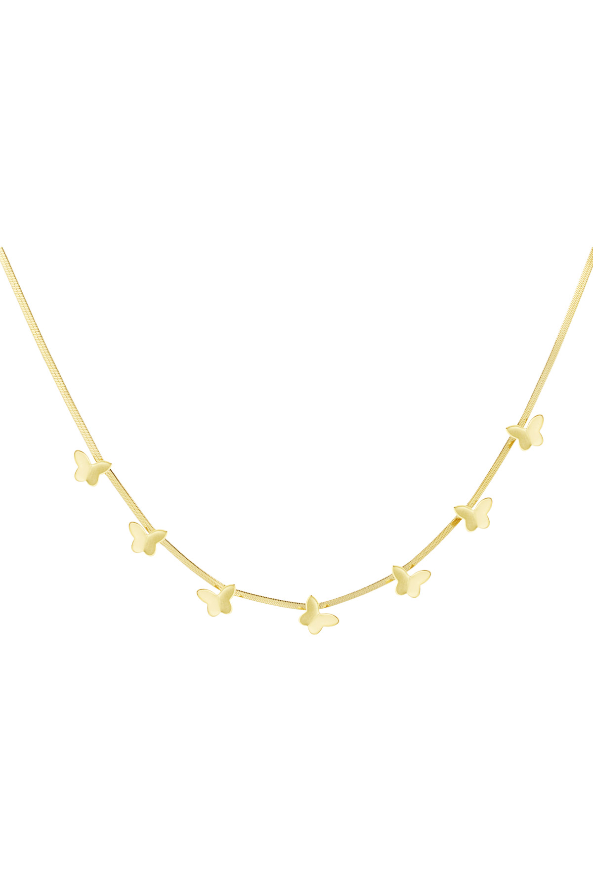 Flat link necklace with butterflies - Gold color