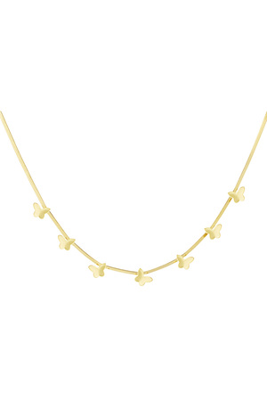 Flat link necklace with butterflies - gold h5 