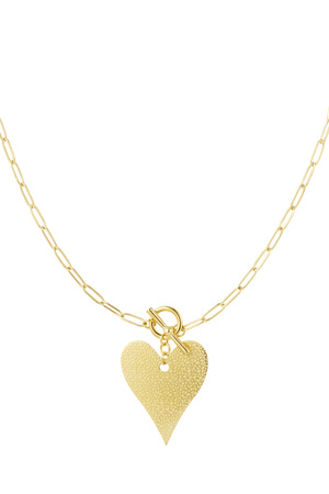 Long linked necklace large heart - gold  h5 