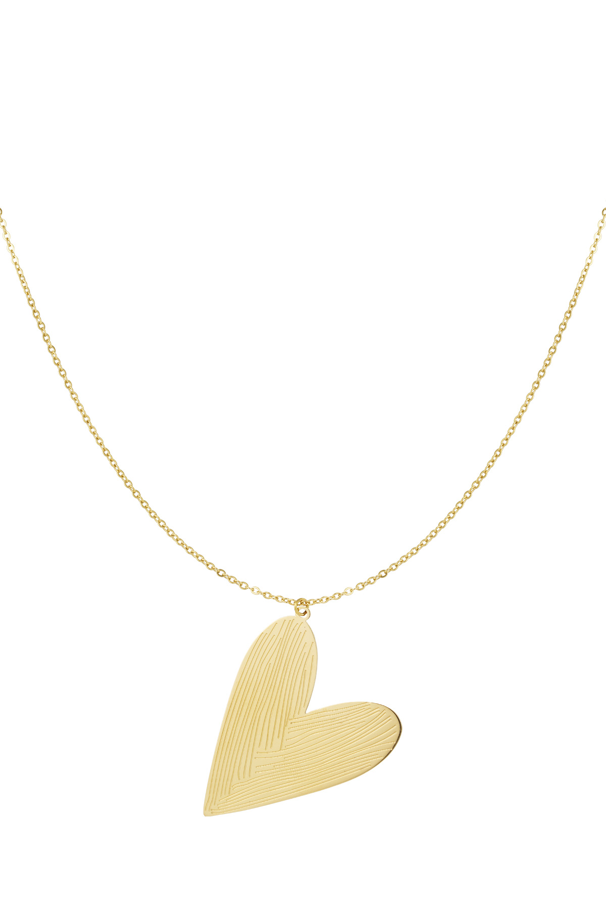 Long necklace with diagonally large heart - gold 