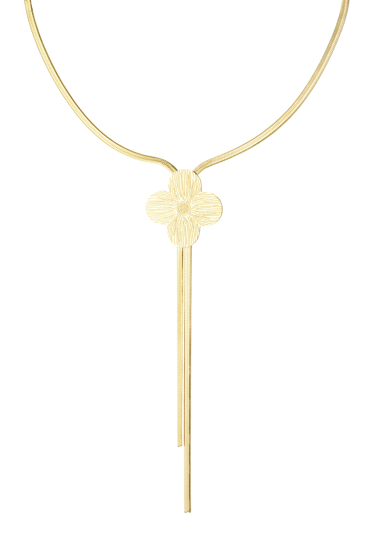 Long clover necklace - gold