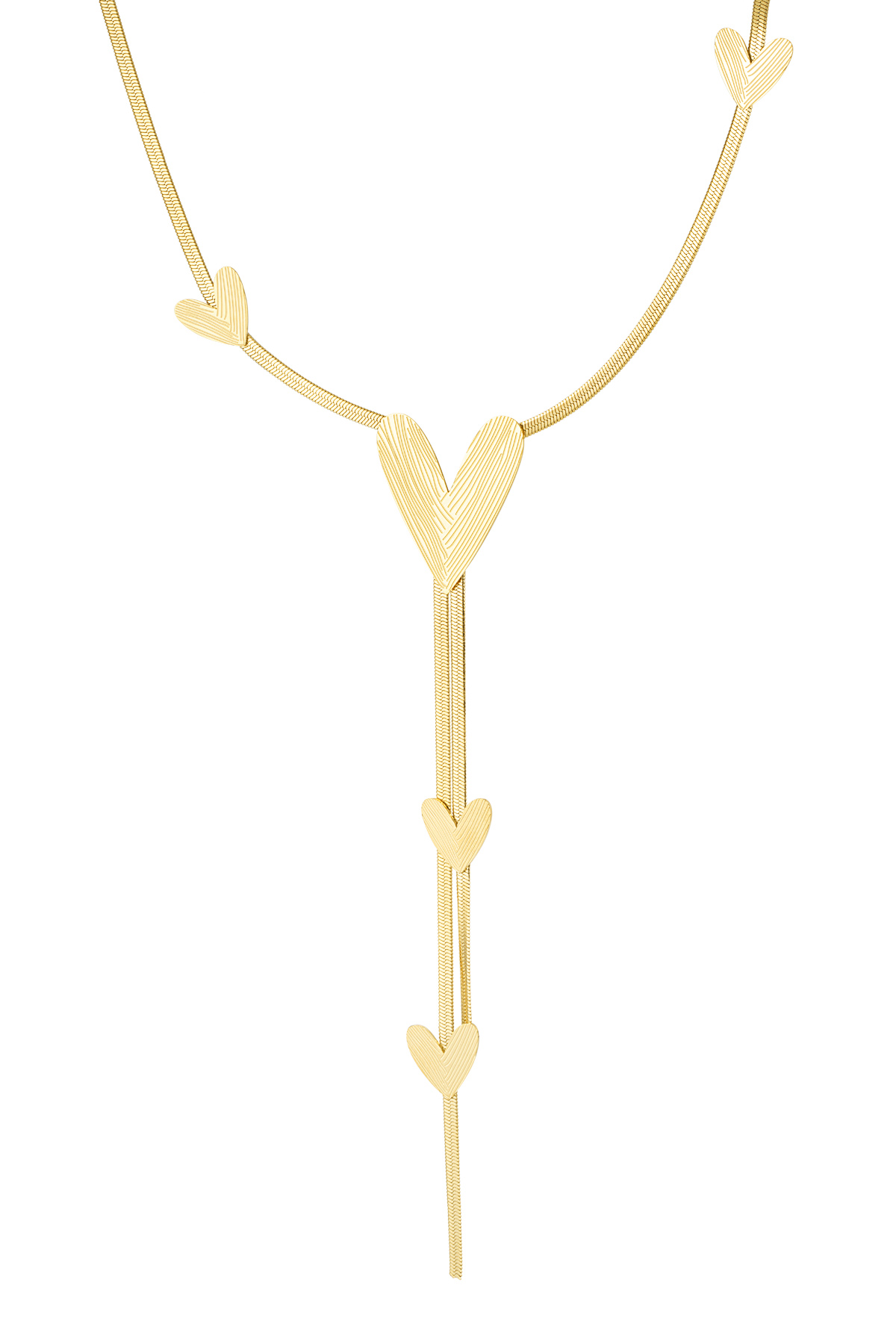 Long necklace with hearts all over - gold