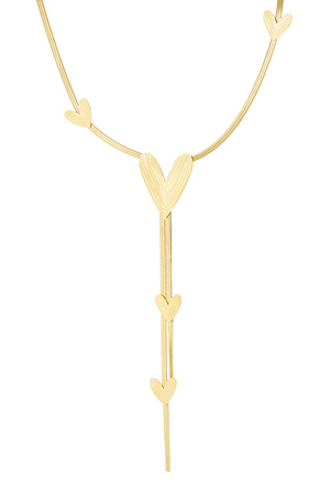 Long necklace with hearts all over - gold h5 