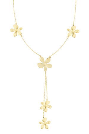 Lange Blumen-Party-Halskette – Gold  h5 