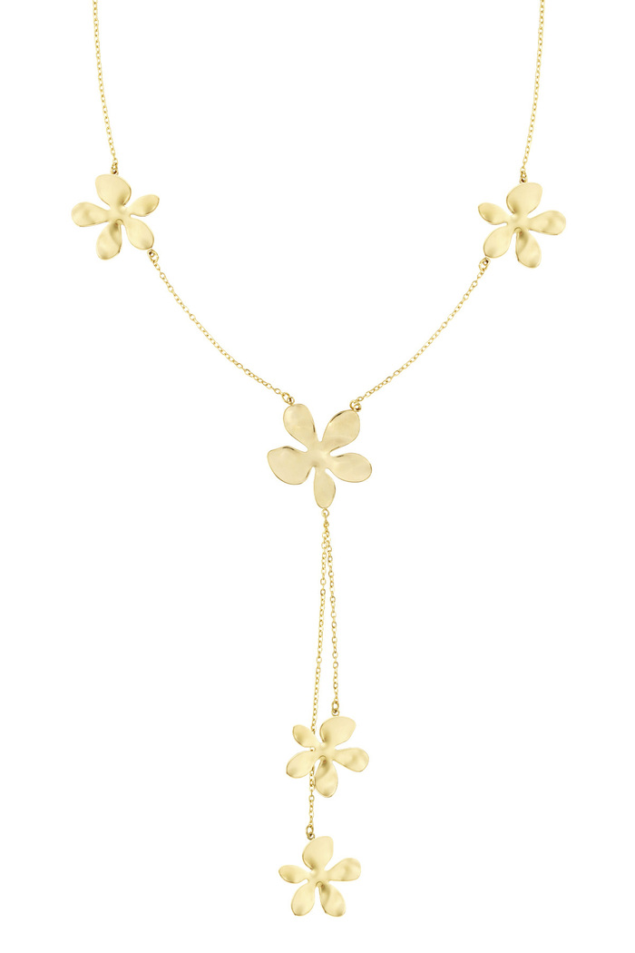 Lange Blumen-Party-Halskette – Gold  