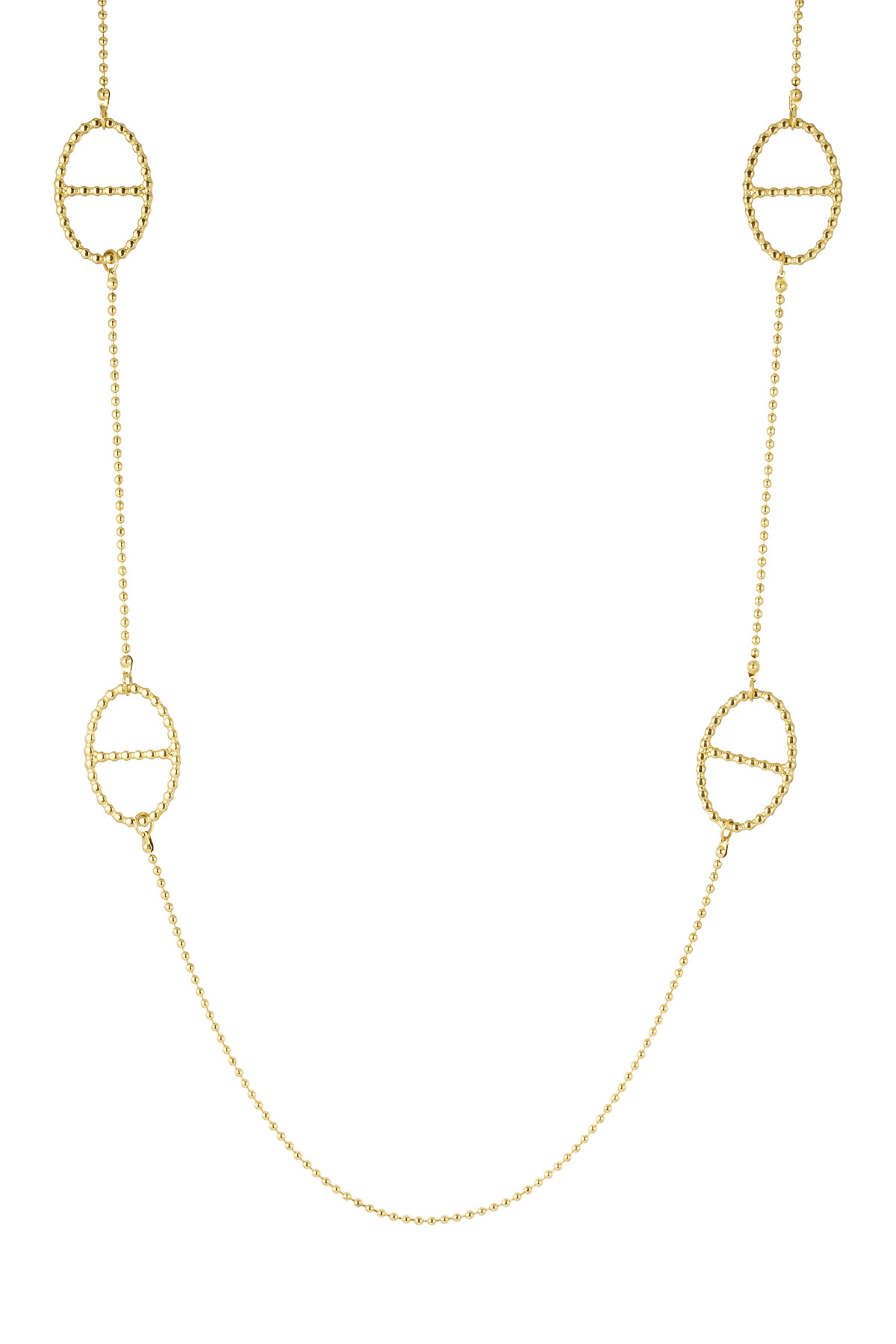 Long necklace with oval charms - gold 