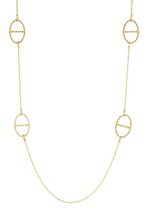 Long necklace with oval charms - gold  h5 