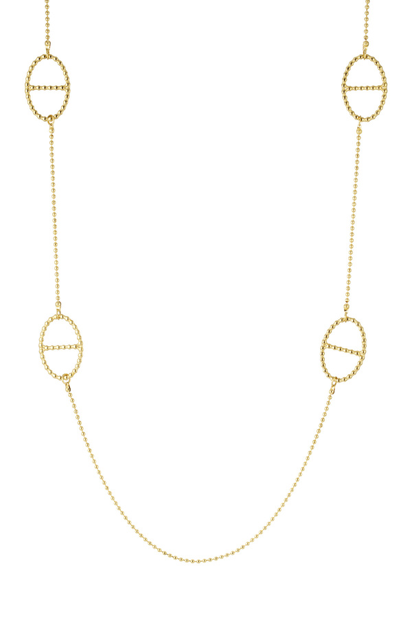 Long necklace with oval charms - gold 
