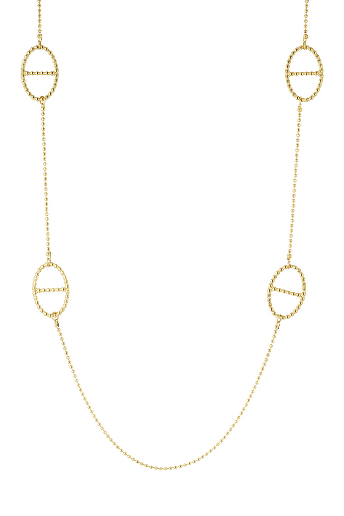 Long necklace with oval charms - gold  