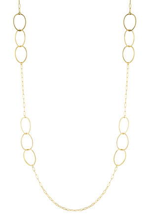 Long necklace with triple oval charms - gold  h5 