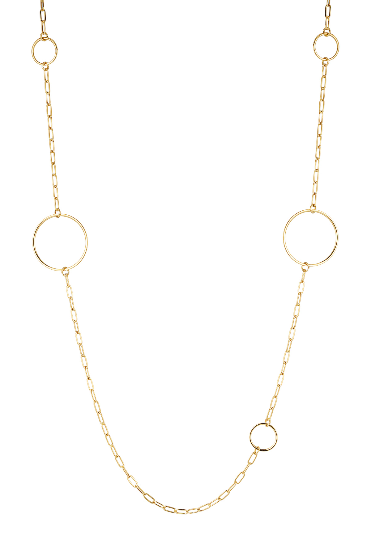 Long necklace with various oval charms - gold 