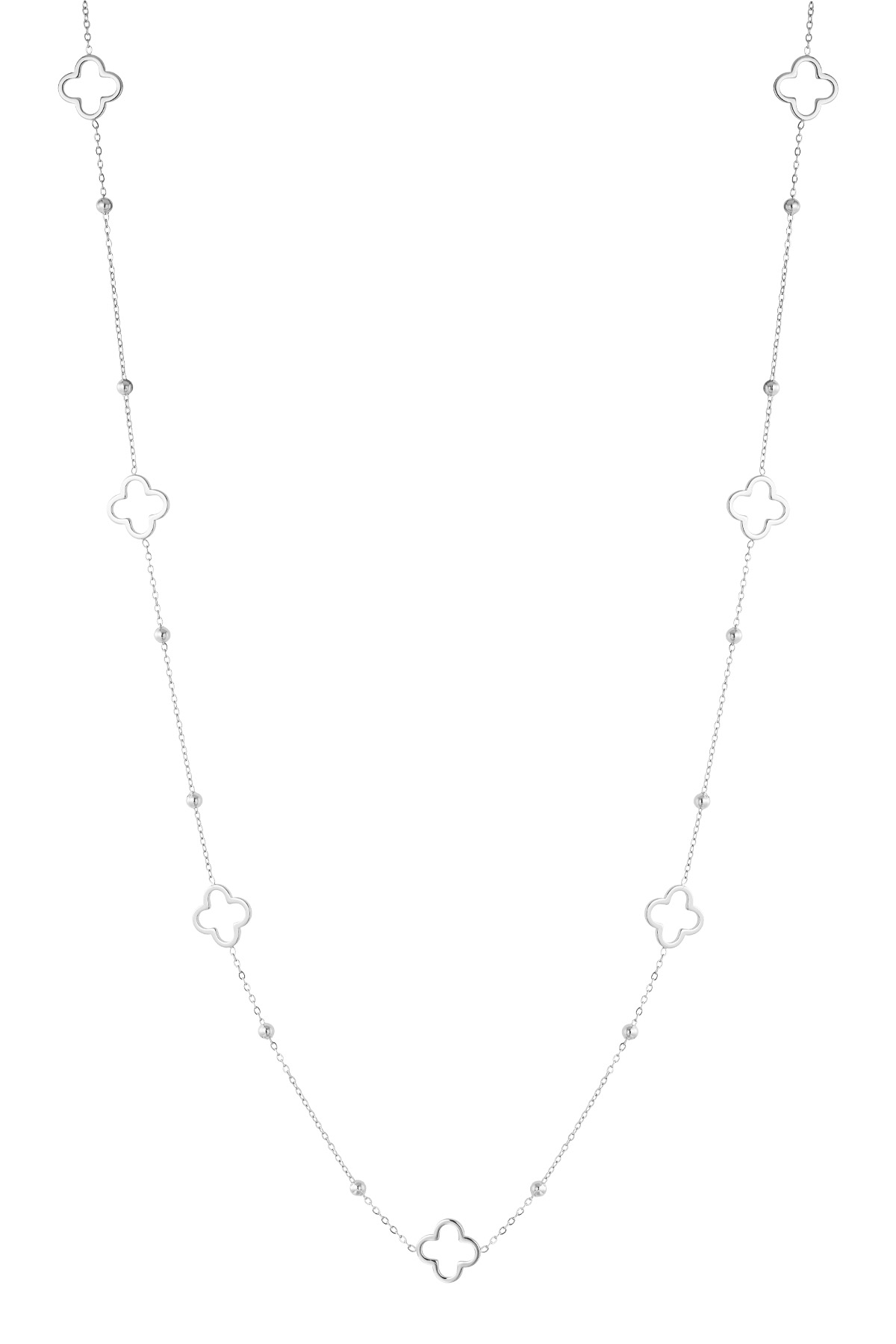 Collana lunga con ciondoli a forma di trifoglio - argento