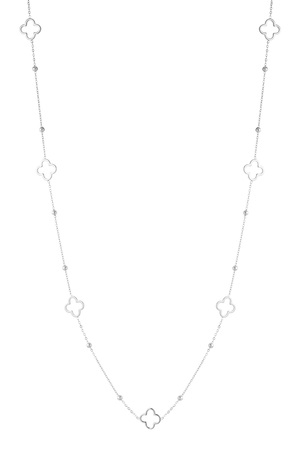 Lange Halskette mit Kleeblatt-Anhängern – Silber h5 