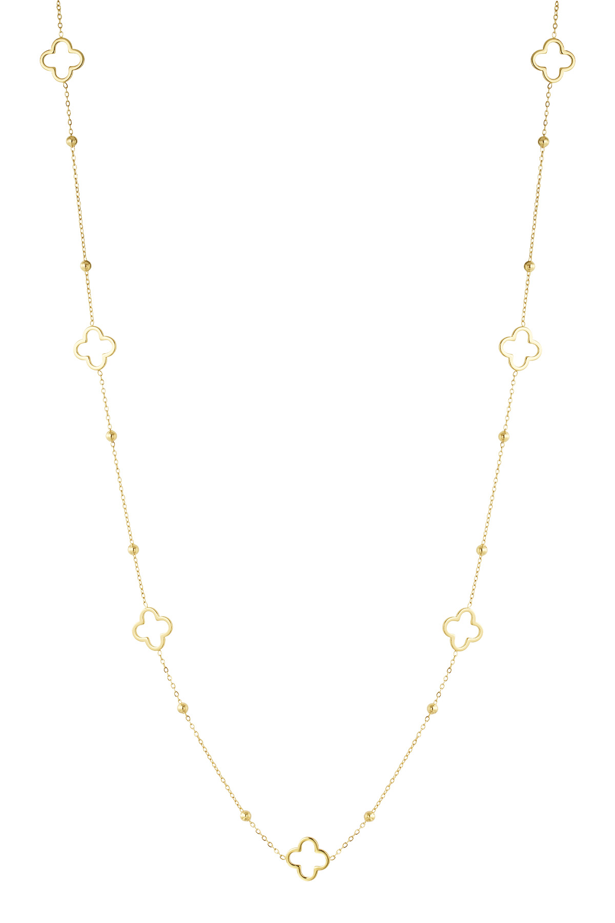 Long necklace with clover charms - Gold color 2