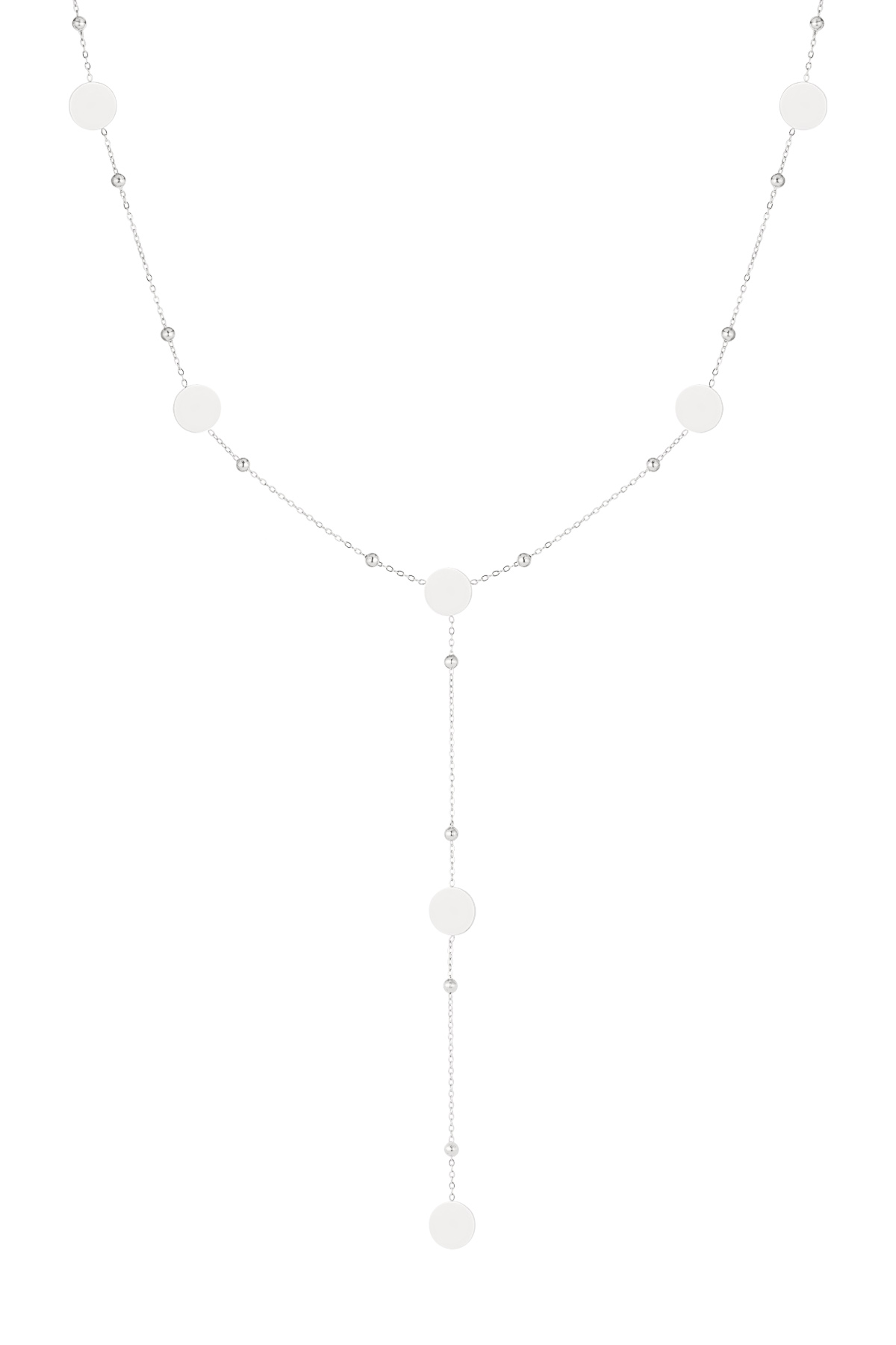 Lange Halskette mit runden Kreisen – Silber