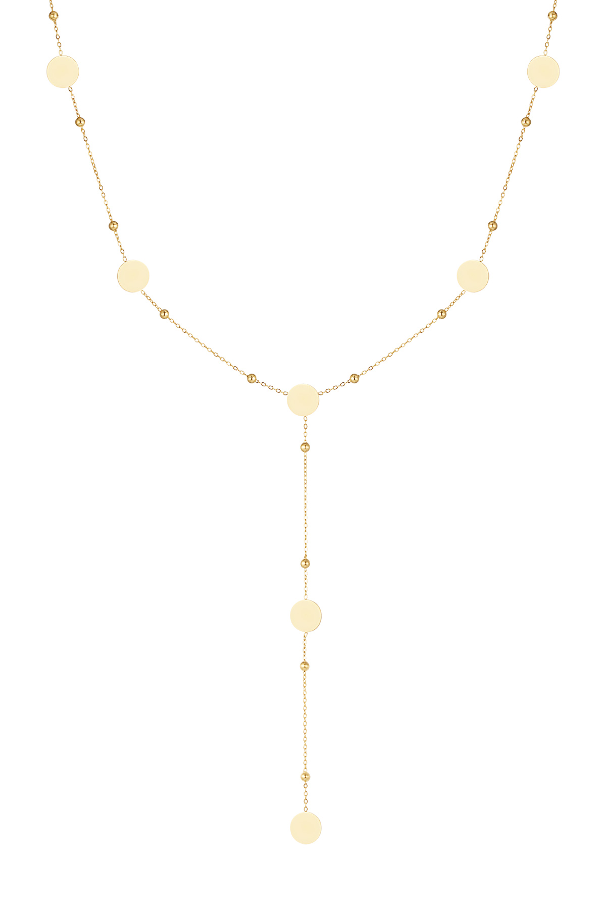 Lange Halskette mit runden Kreisen – Gold