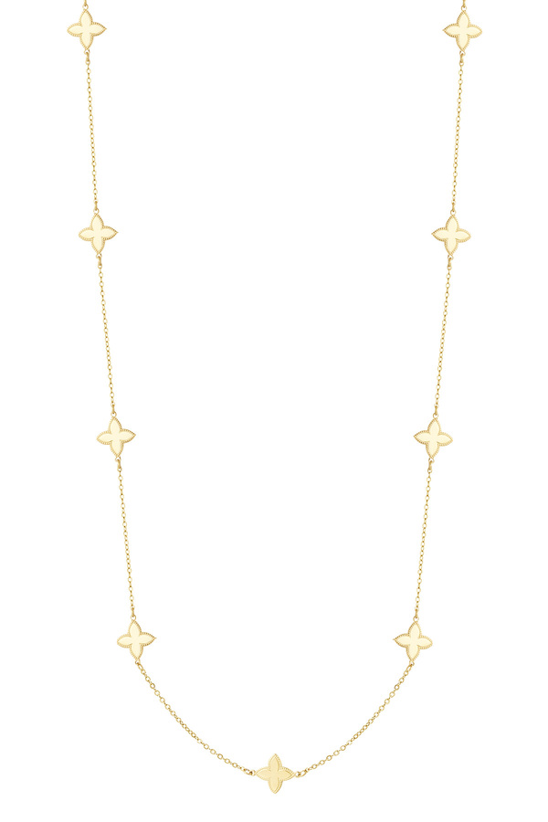Long necklace with clover charms - gold 