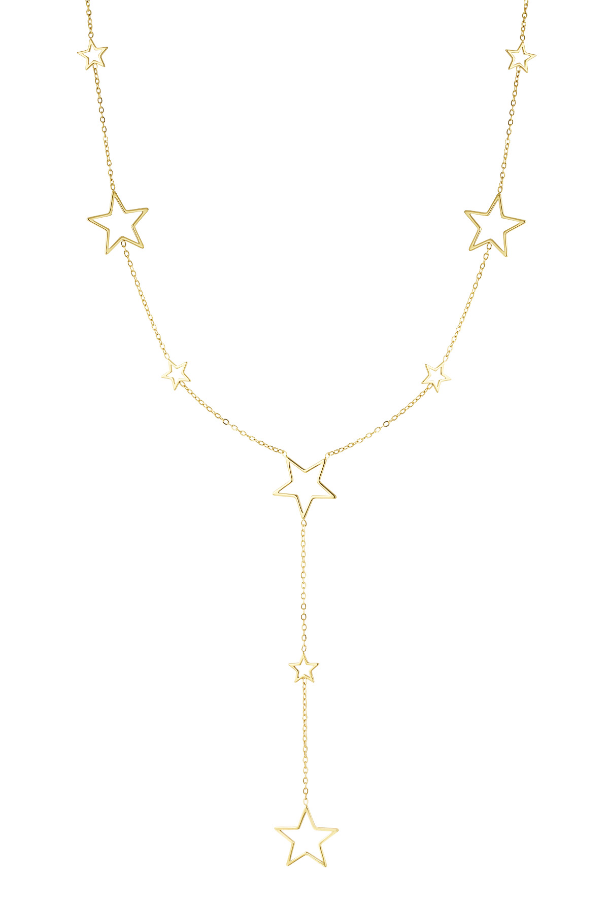 Lange Halskette mit verschiedenen Sternanhängern – Gold  h5 