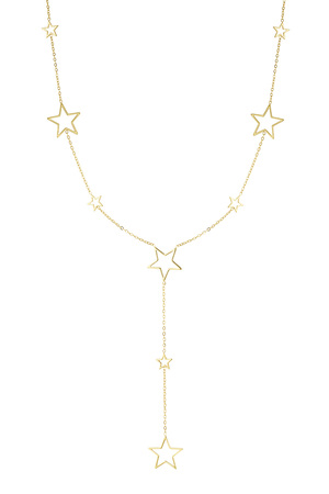 Lange Halskette mit verschiedenen Sternanhängern – Gold  h5 