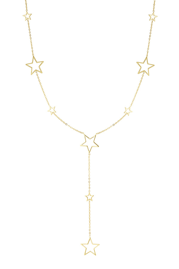 Lange Halskette mit verschiedenen Sternanhängern – Gold 