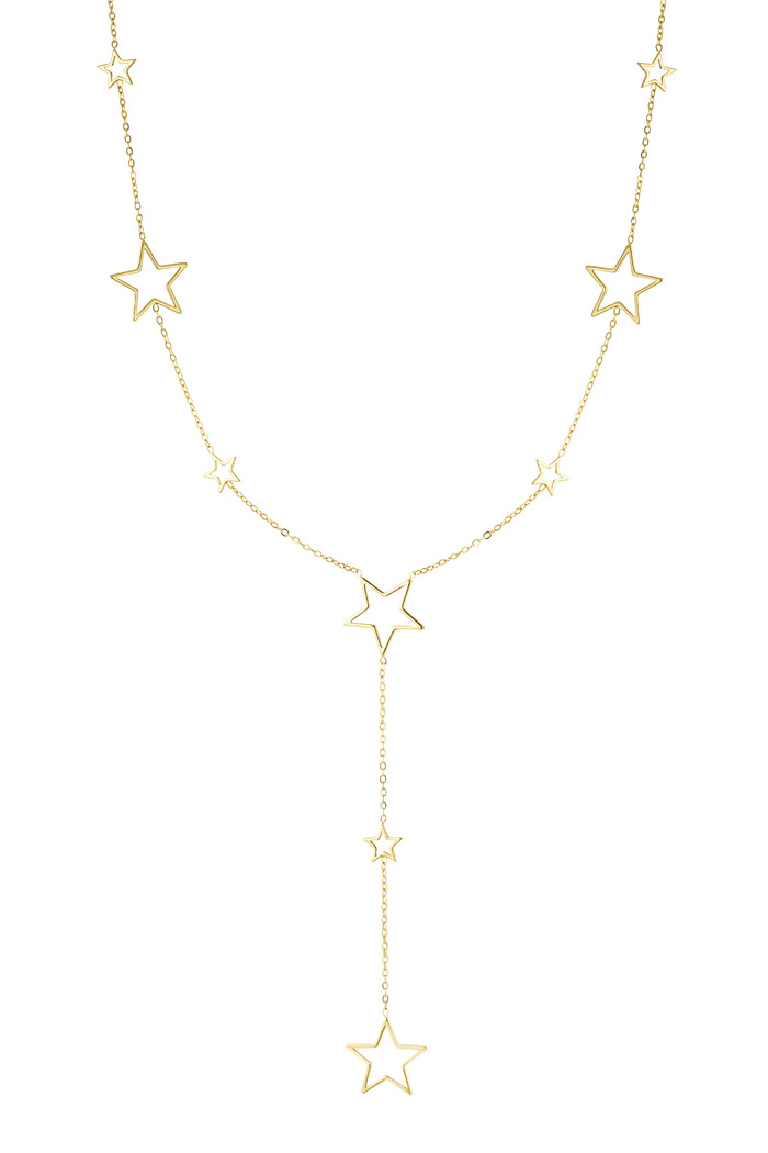 long necklace with different star charms - gold  