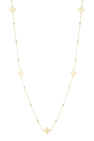 Long necklace with five flowers - gold h5 