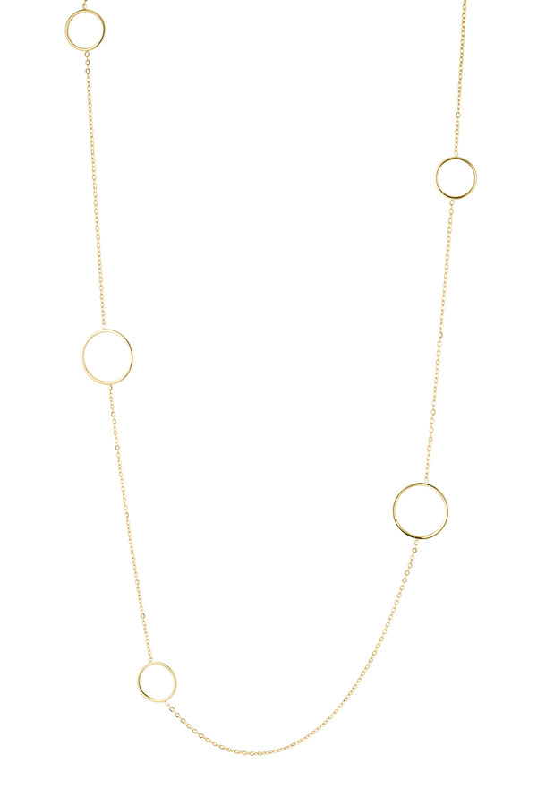 Lange Halskette mit verschiedenen runden Anhängern – Gold 