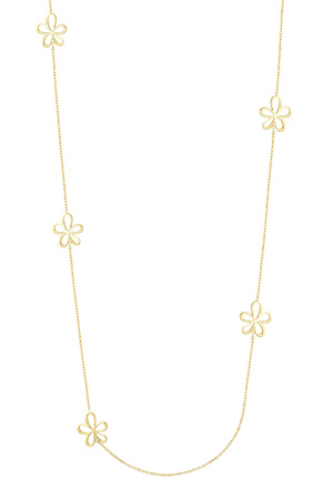 Lange Halskette mit Blumenanhängern – Gold h5 