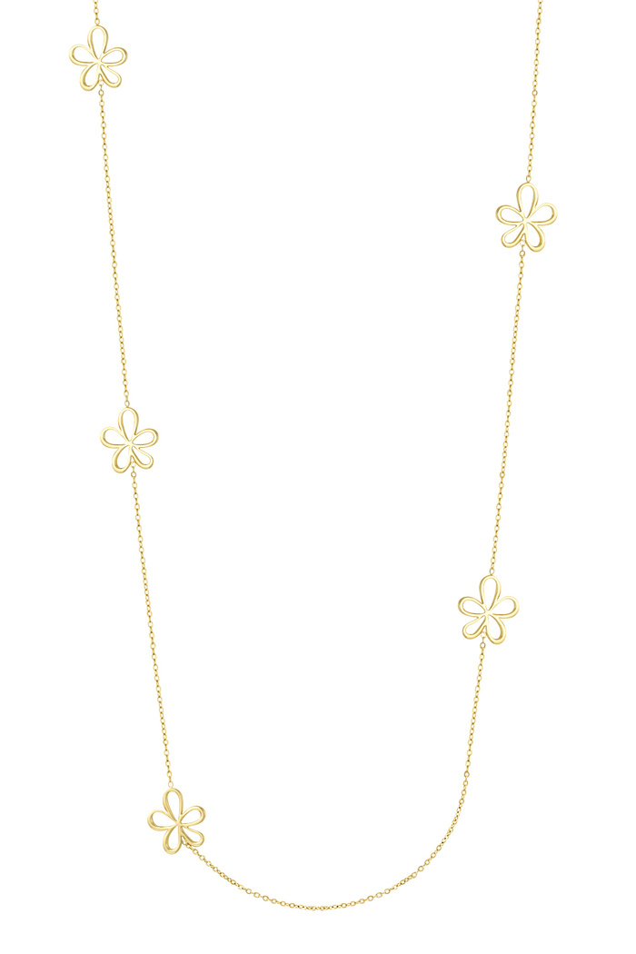 Lange Halskette mit Blumenanhängern – Gold 
