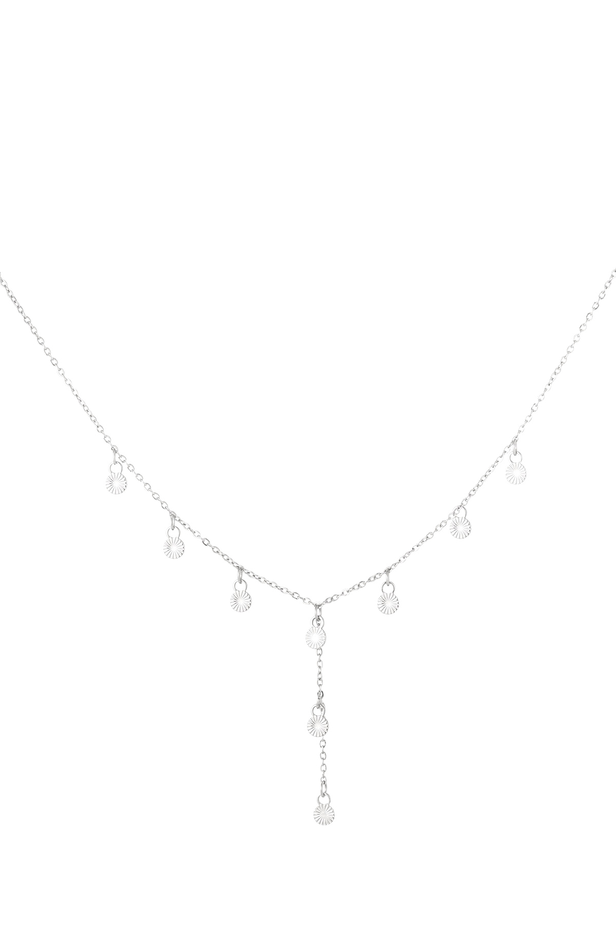 Long necklace with round charms - silver