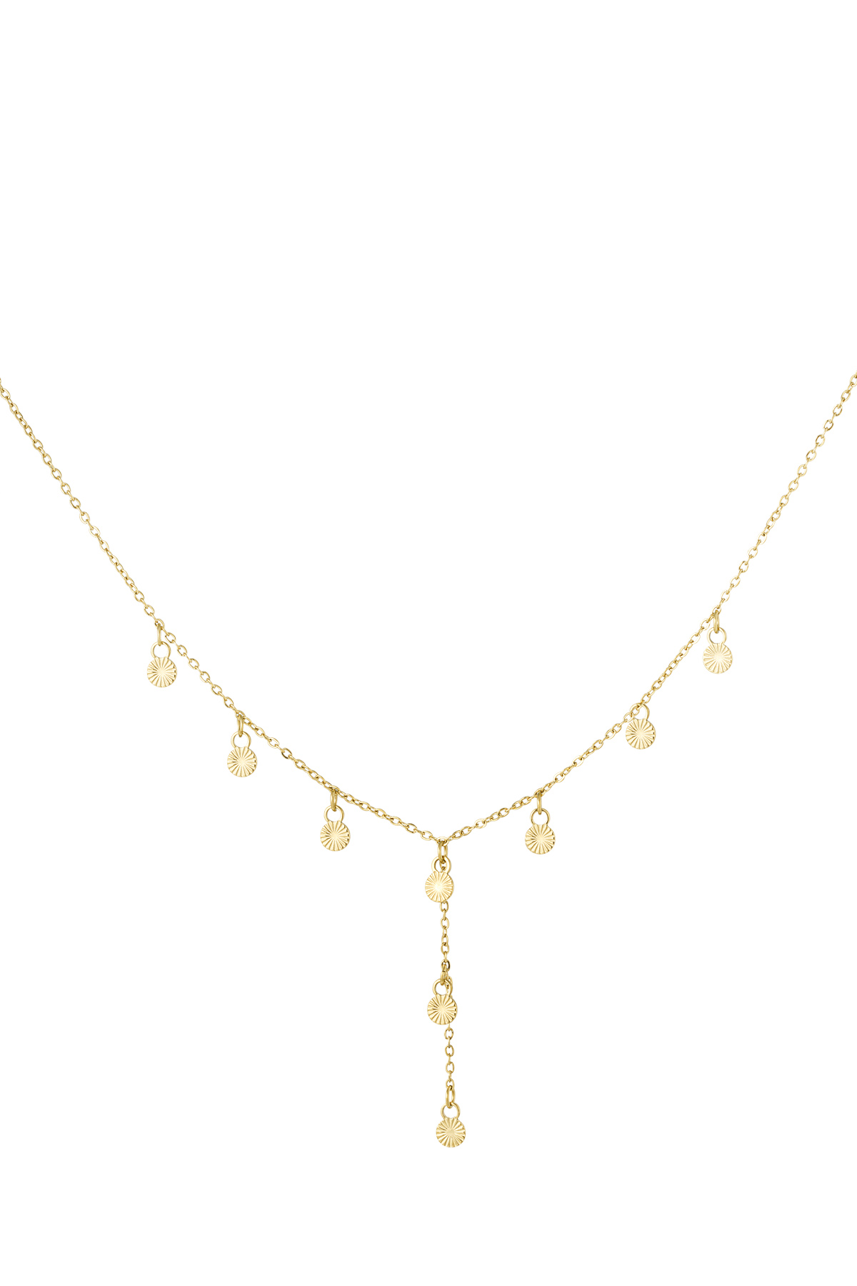 Lange Halskette mit runden Anhängern – Gold 