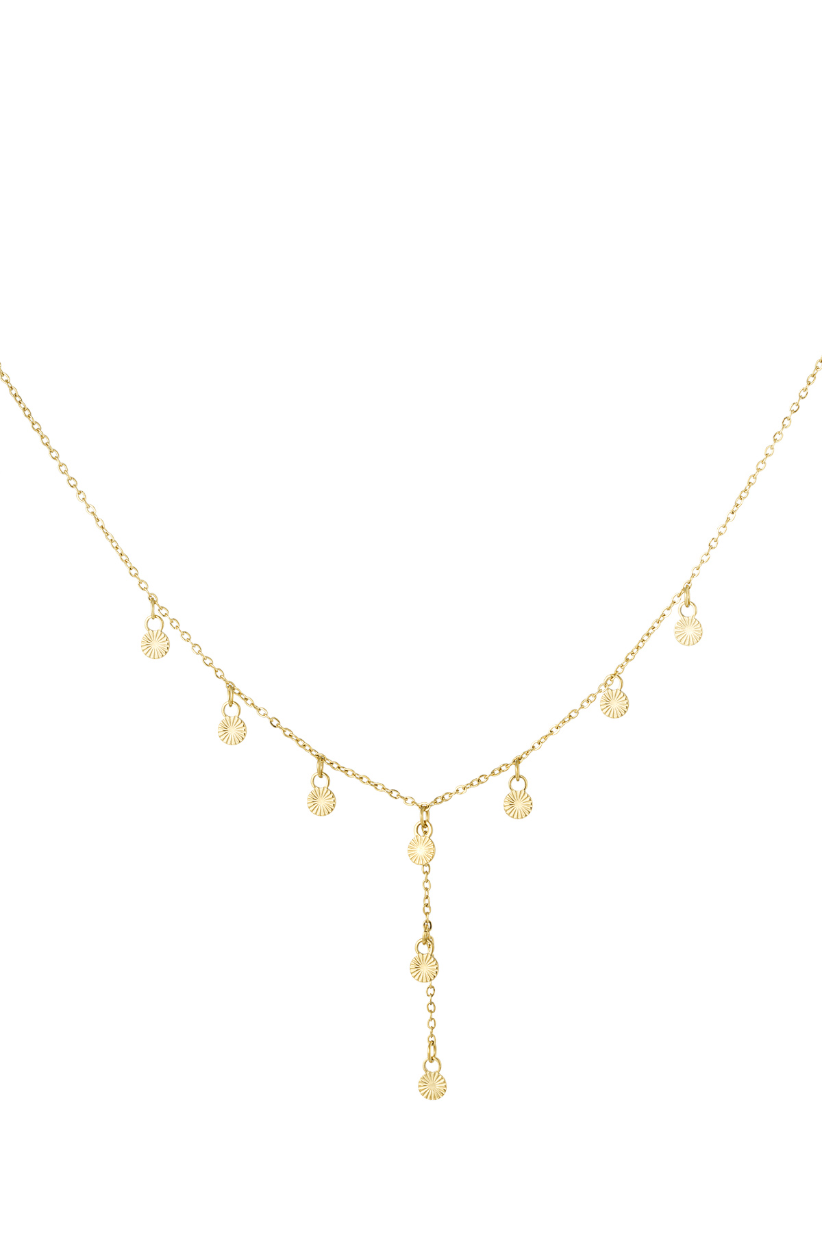 Long necklace with round charms - Gold color 2