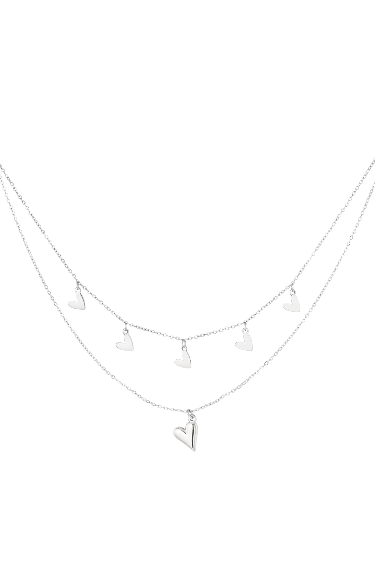 Double heart necklace - silver