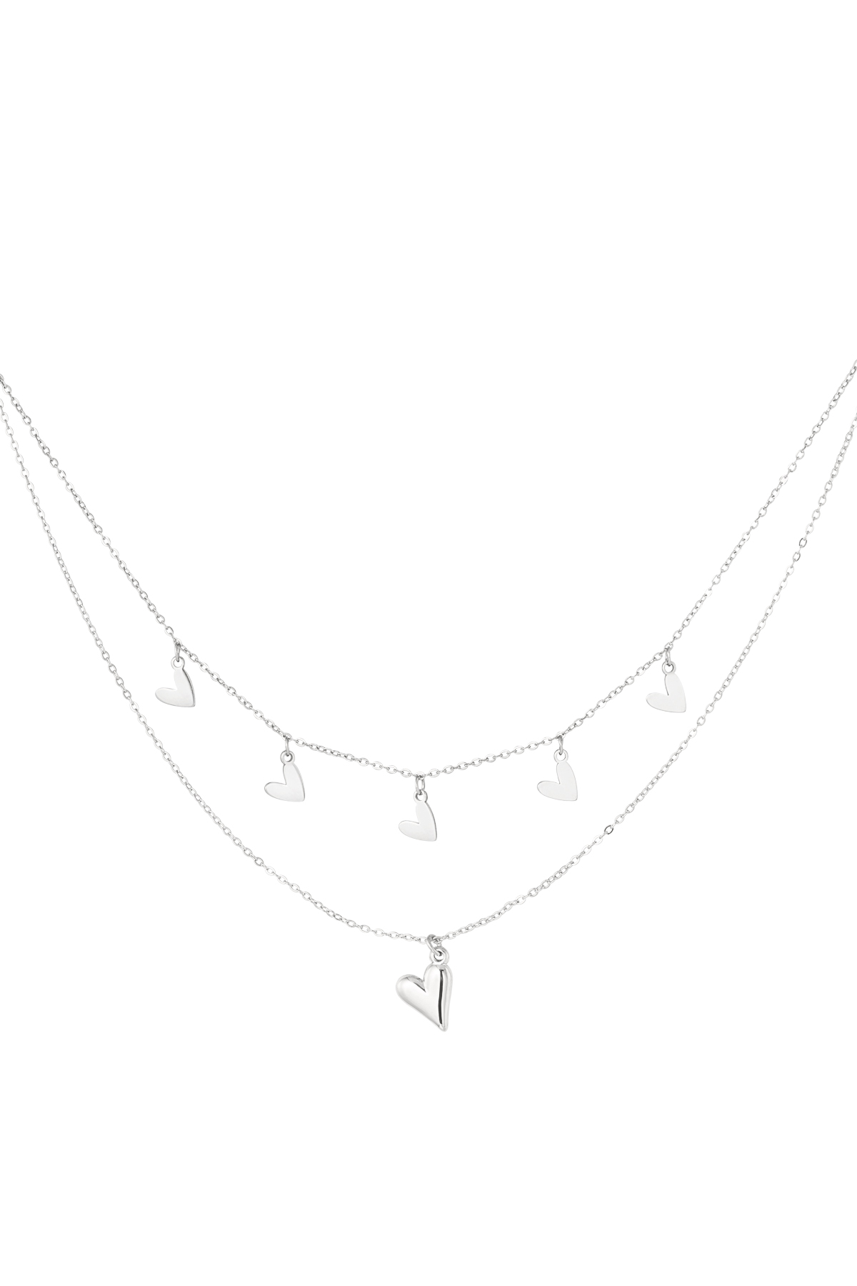 Double heart necklace - Silver Color color