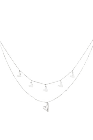 Double heart necklace - silver h5 