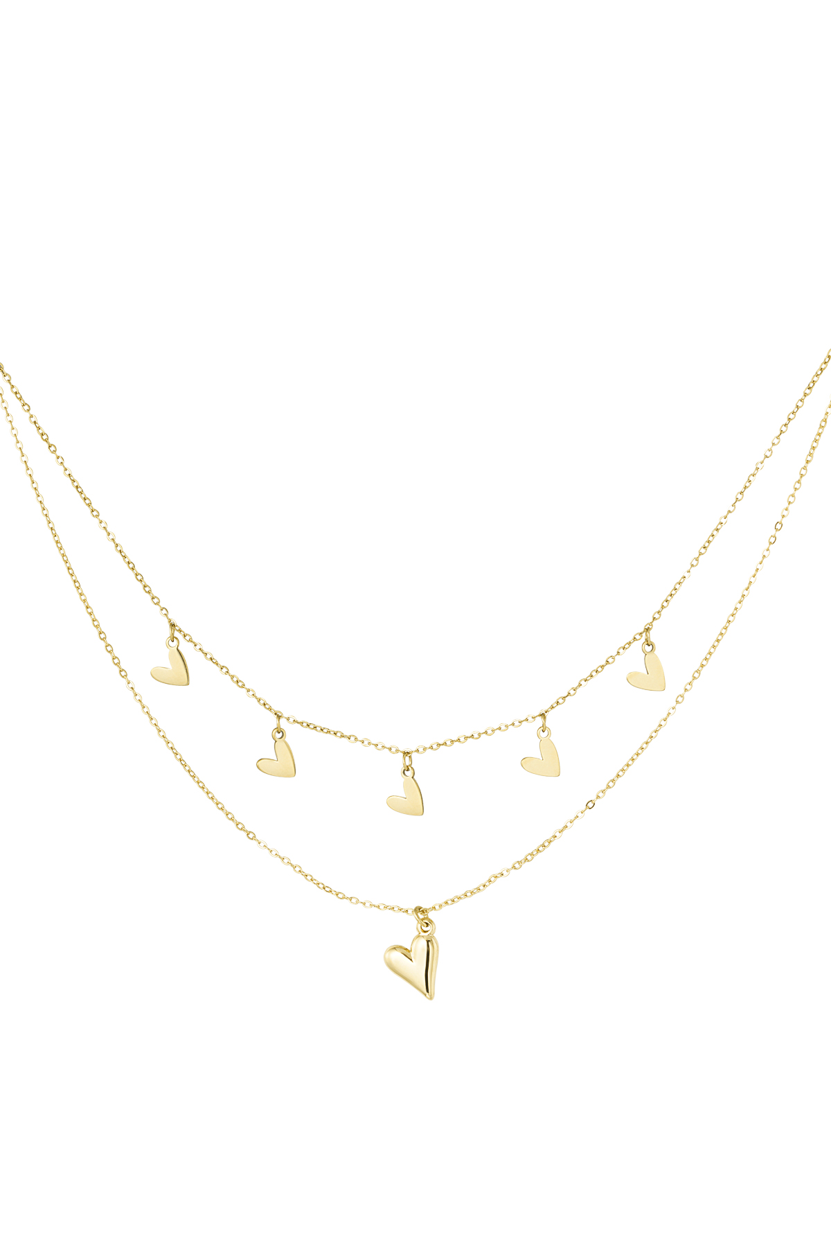 Double heart necklace - gold h5 