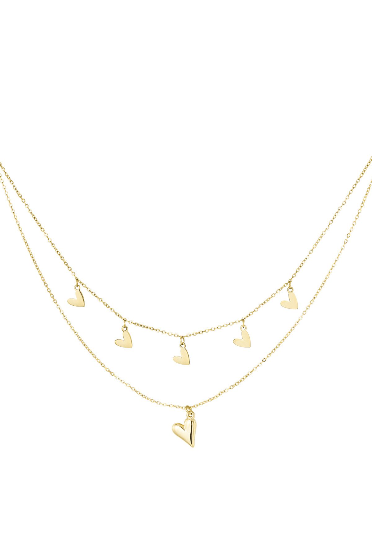 Double heart necklace - Gold color 2