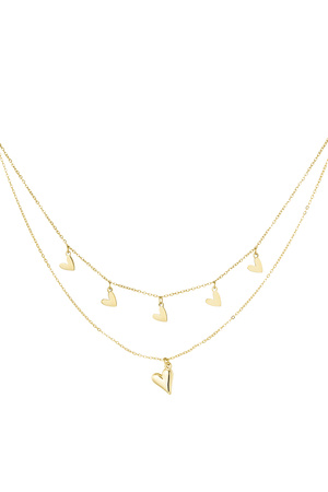 Double heart necklace - gold h5 
