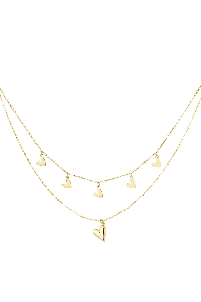 Double heart necklace - gold 