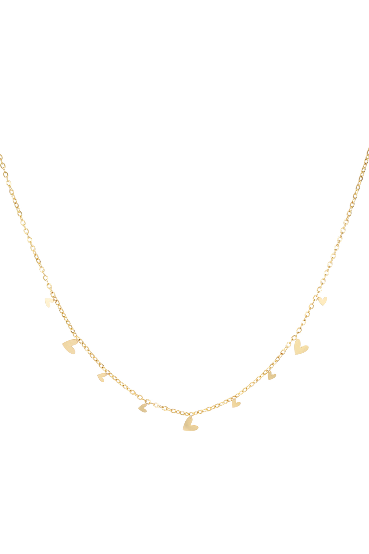 Ketting hartjes all over - goud h5 