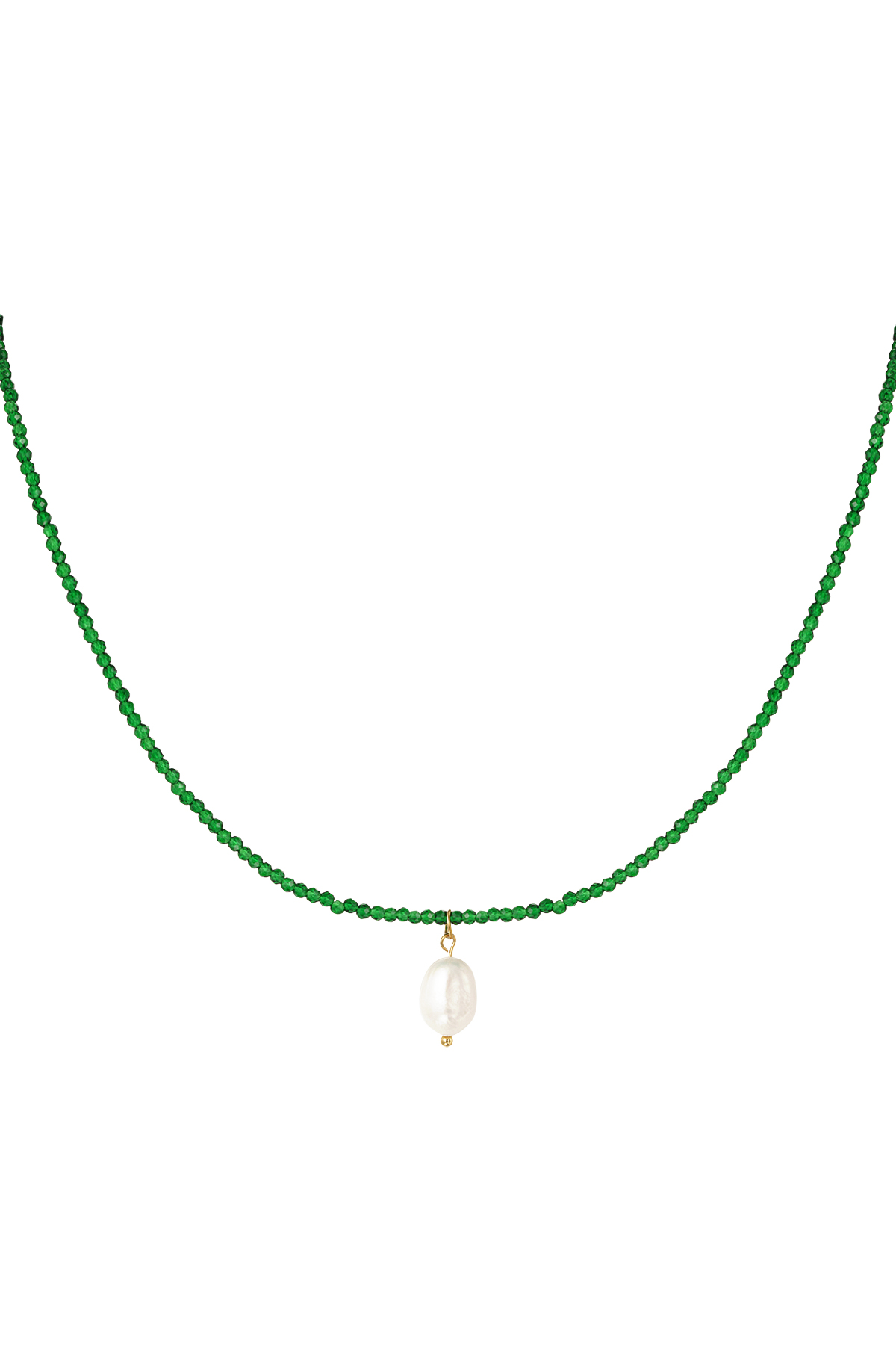 Beads necklace with pearl pendant - green h5 