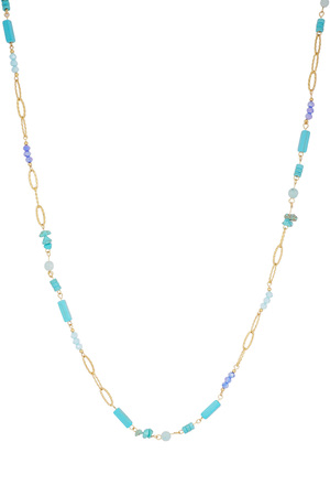 Long necklace summer feeling - blue gold h5 