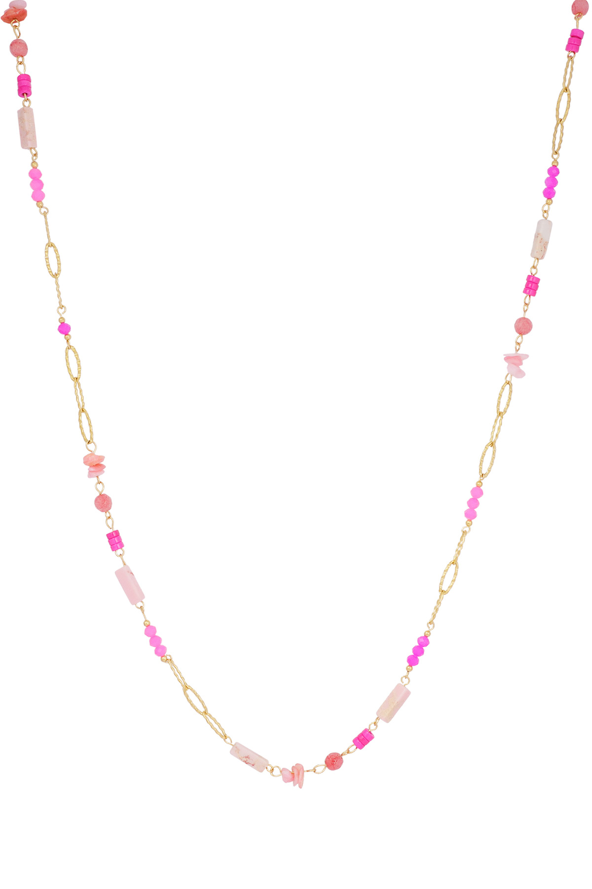 Long necklace summer feeling - pink Gold color