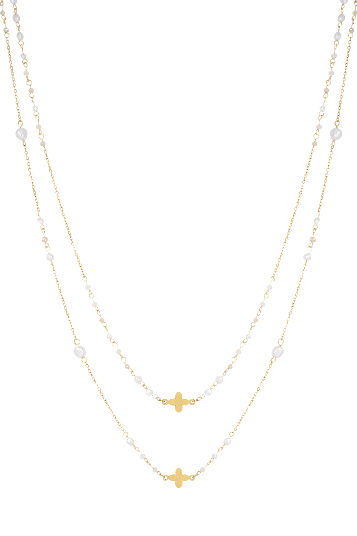 Collana con doppio trifoglio - oro bianco  