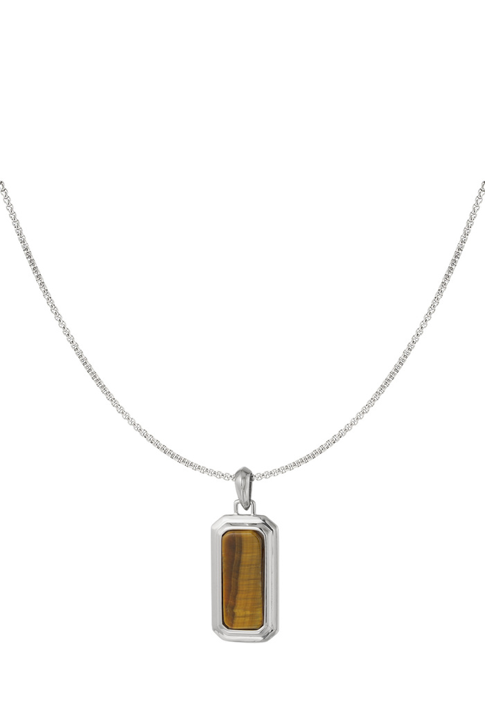 Men's necklace with pendant - brown 