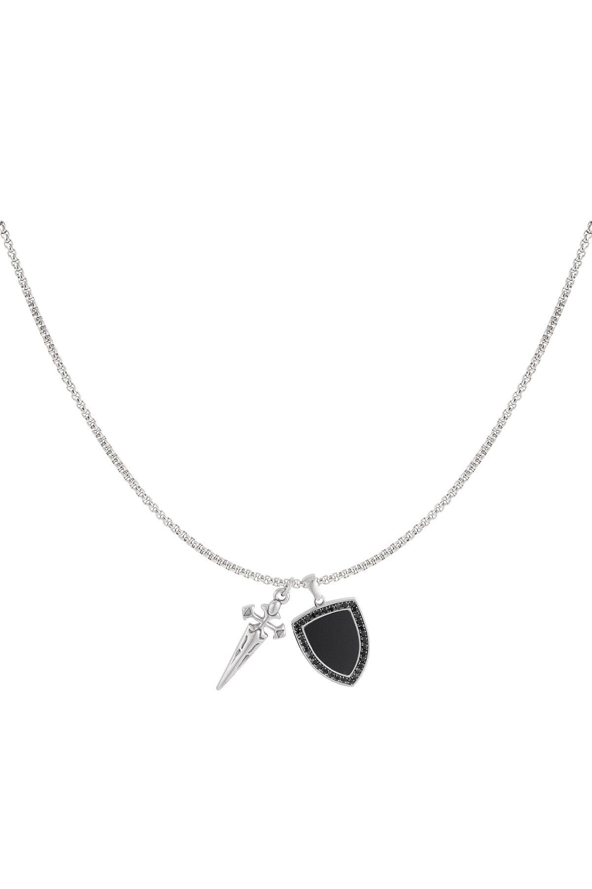 Knight men's necklace - Silver Color color