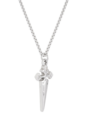Simple men's necklace with sword charm - silver  h5 Picture5